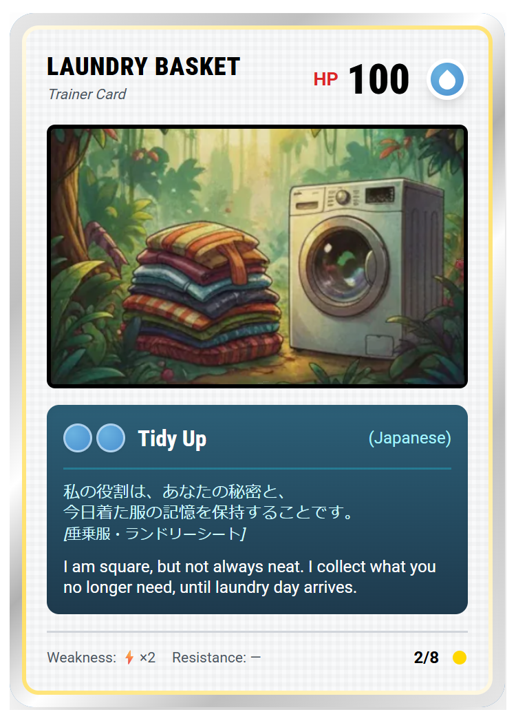 James's Pokémon Quest Card - Laundry Room